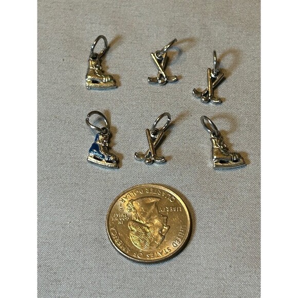 Silver Tone Hockey Charms Lot of 6 - Picture 2 of 2